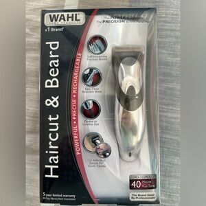 Haircut, beard and mustache trimmer.